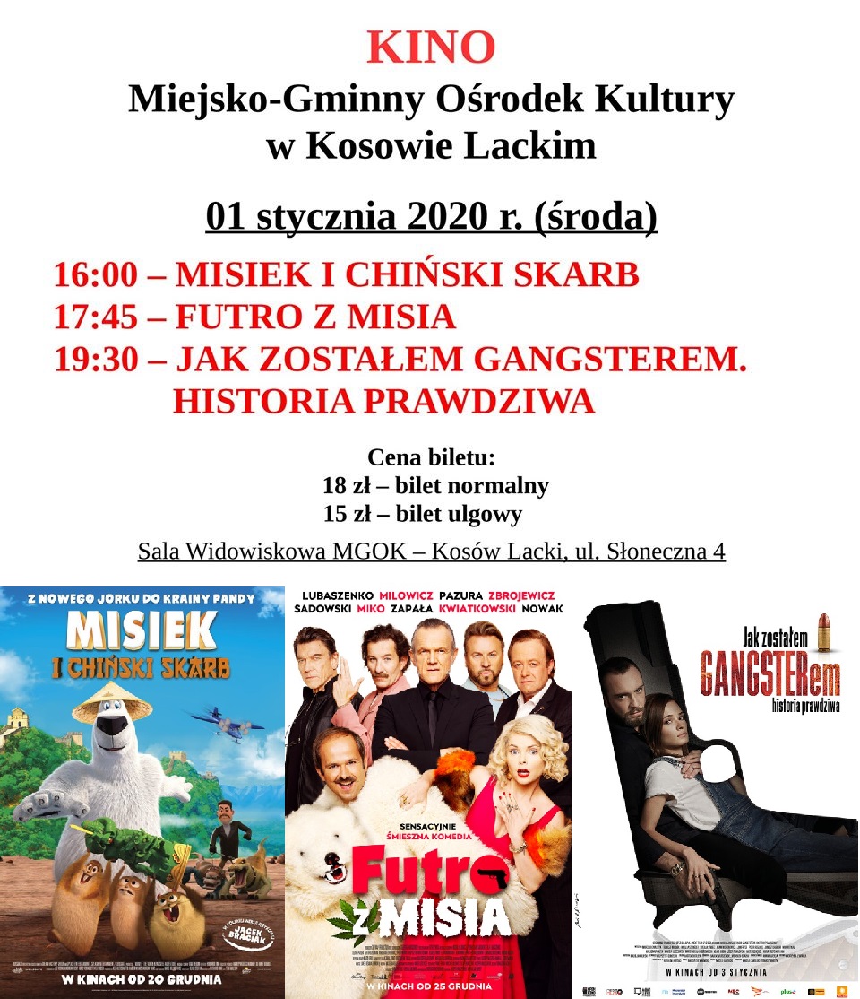 Plakat - Kino w MGOK styczeń 2020