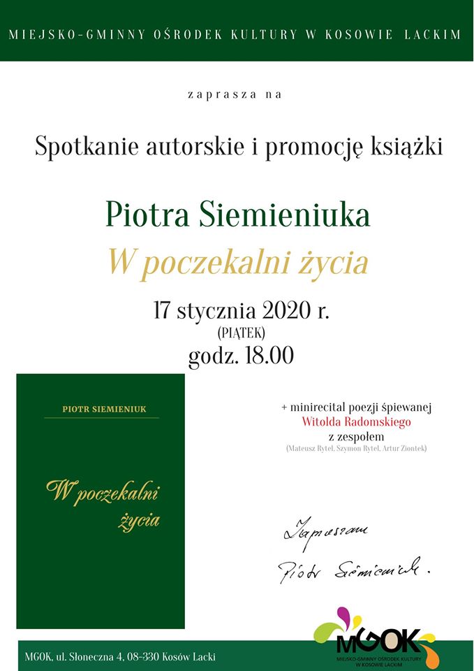 Plakat - Spotkanie autorskie Piotra Siemieniuka
