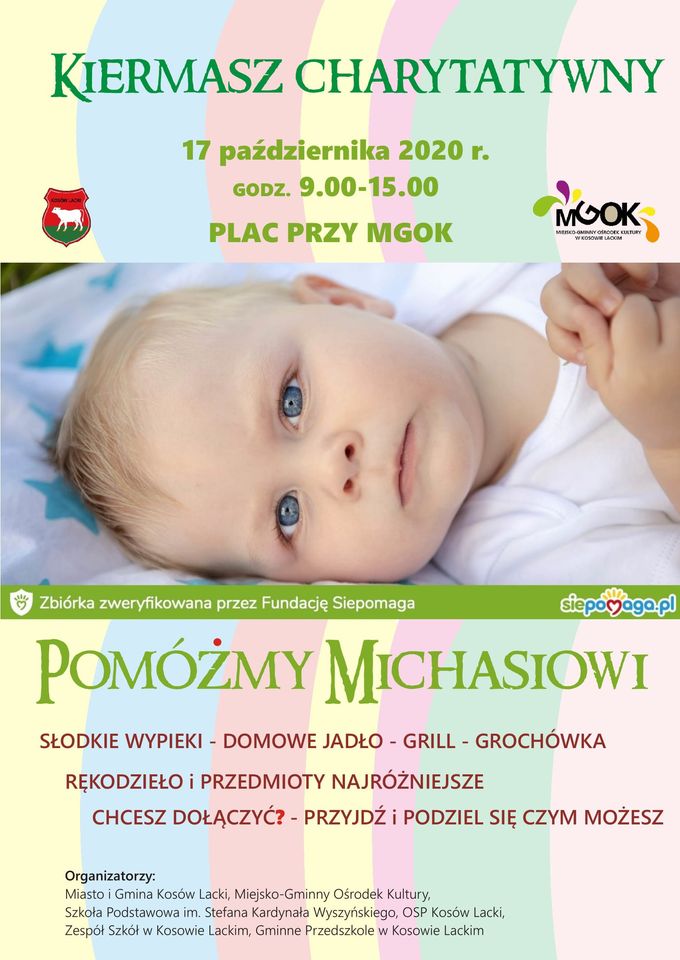 Plakat - Kiermasz charytatywny "Pomóżmy Michasiowi"