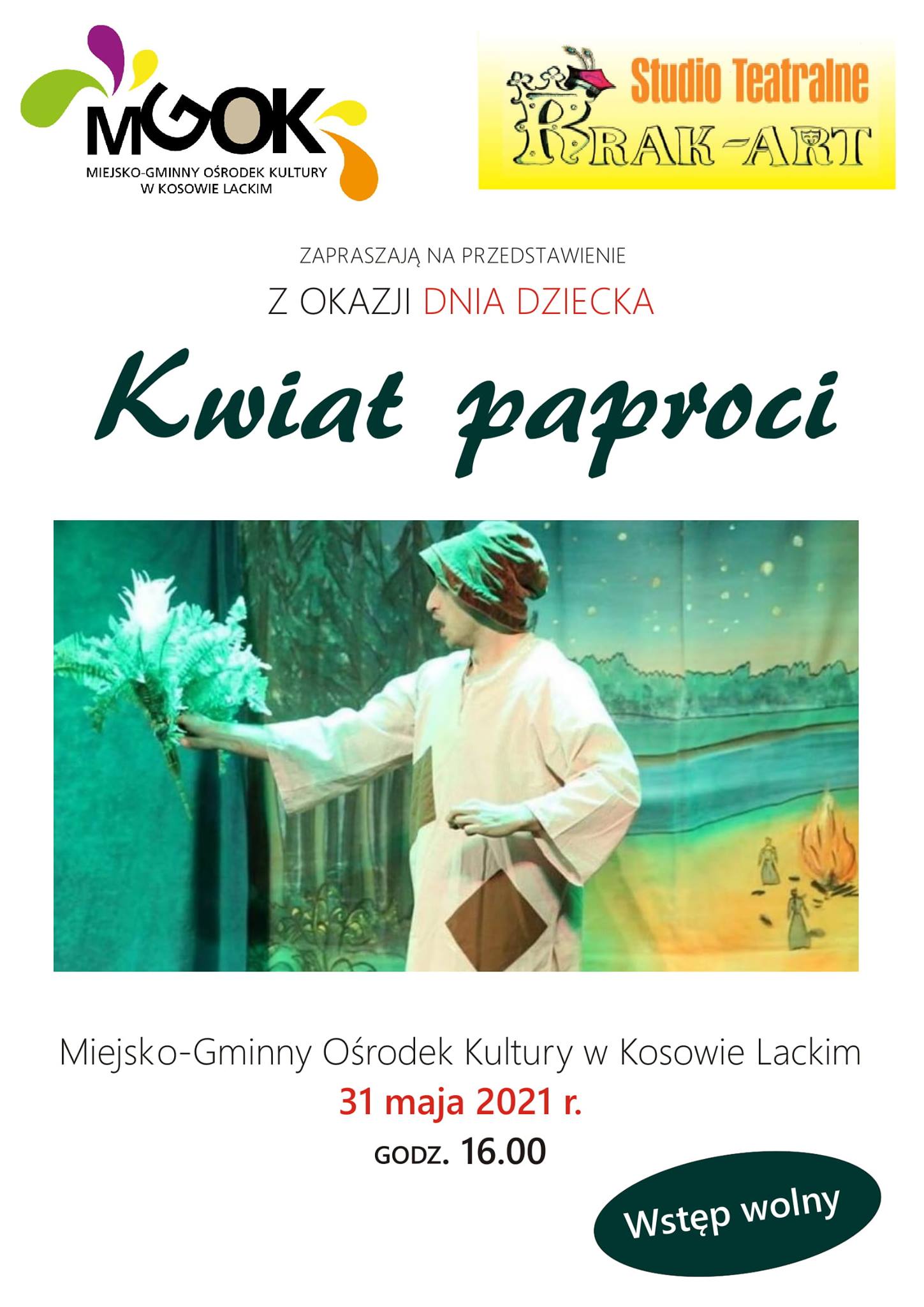 Plakat teatrzyk pt. Kwiat paproci