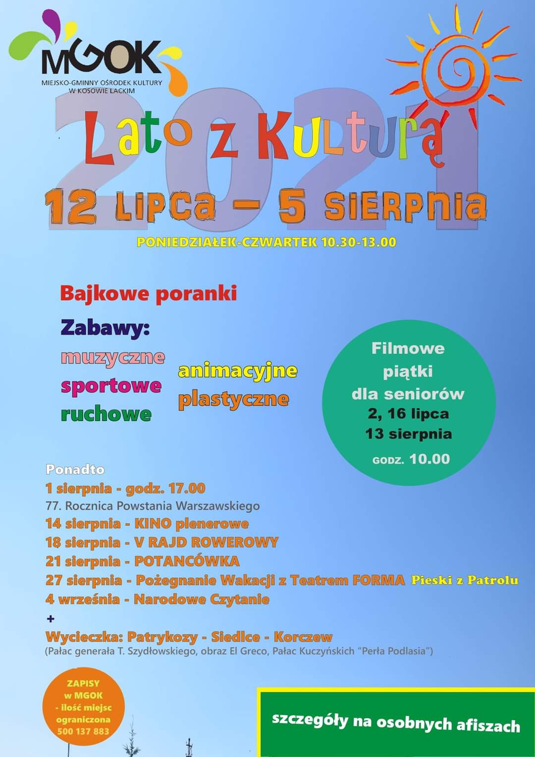 Lato z Kulturą 2021 - zajęcia dla dzieci - plakat