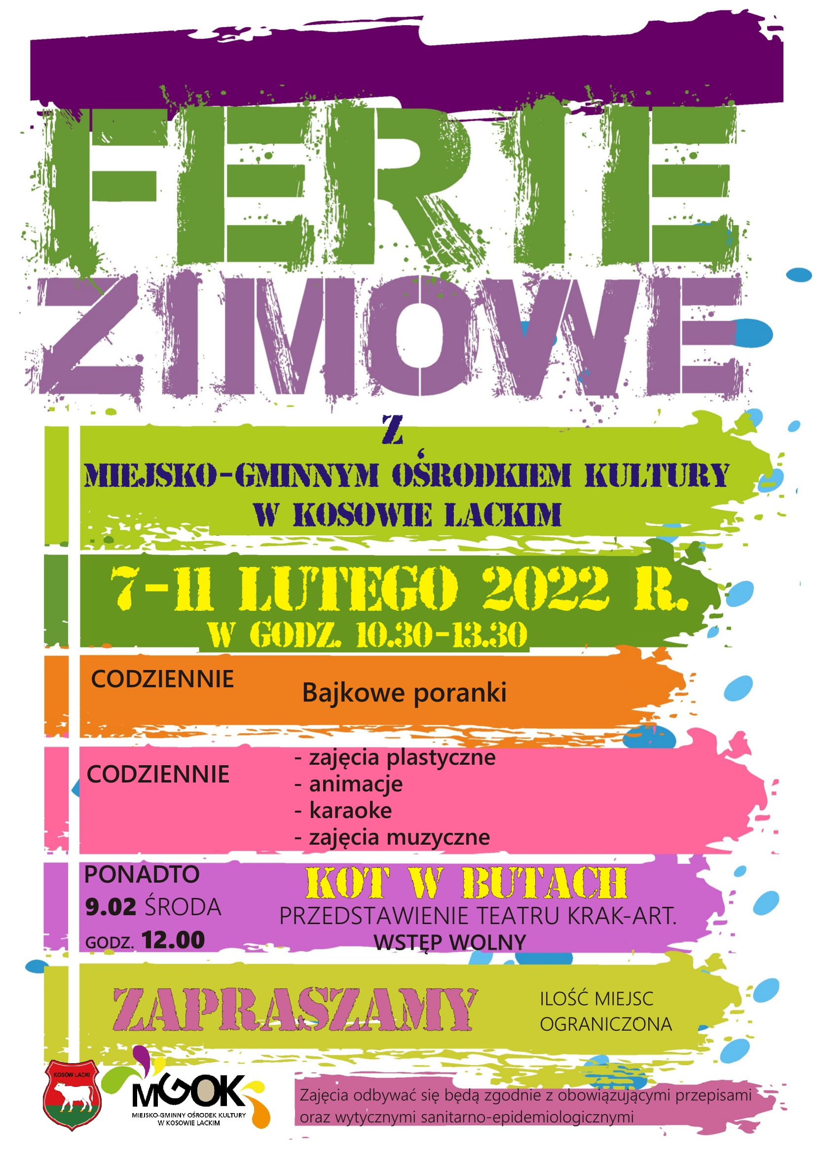 Ferie zimowe w MGOK 2022 - plakat