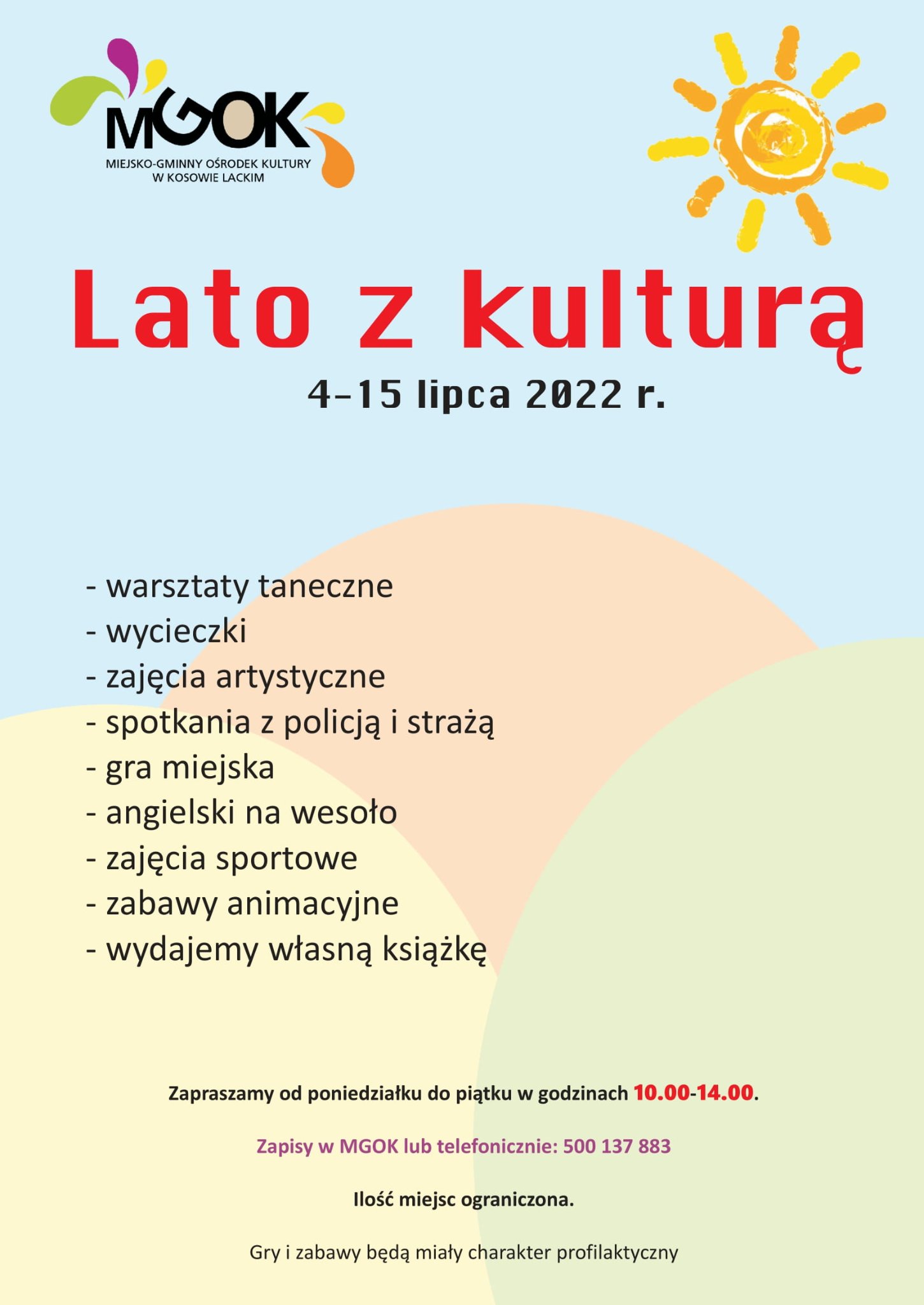 Lato z Kulturą 2022 - zajęcia wakacyjne dla dzieci - plakat