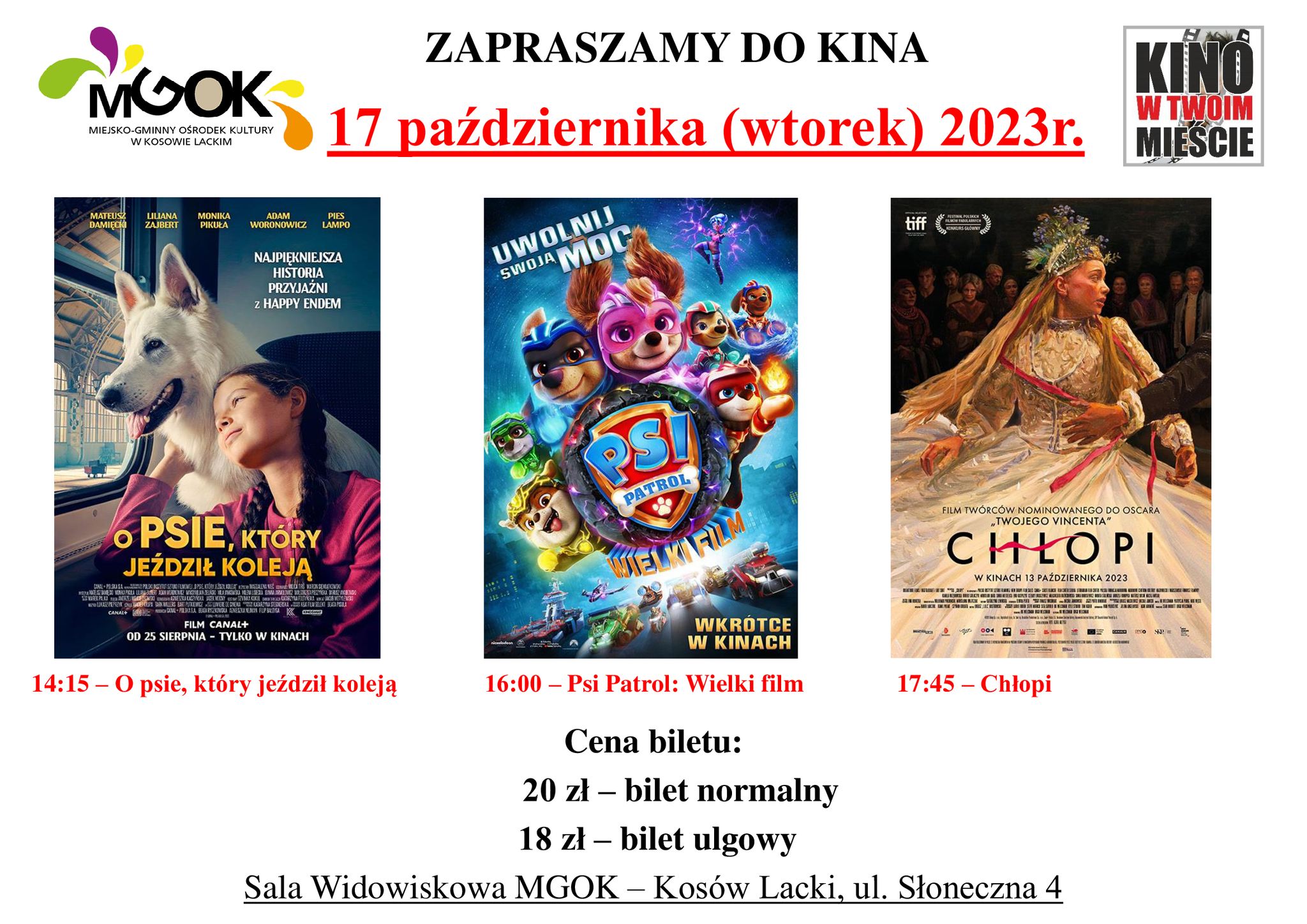 Kino pazdziernik 2023