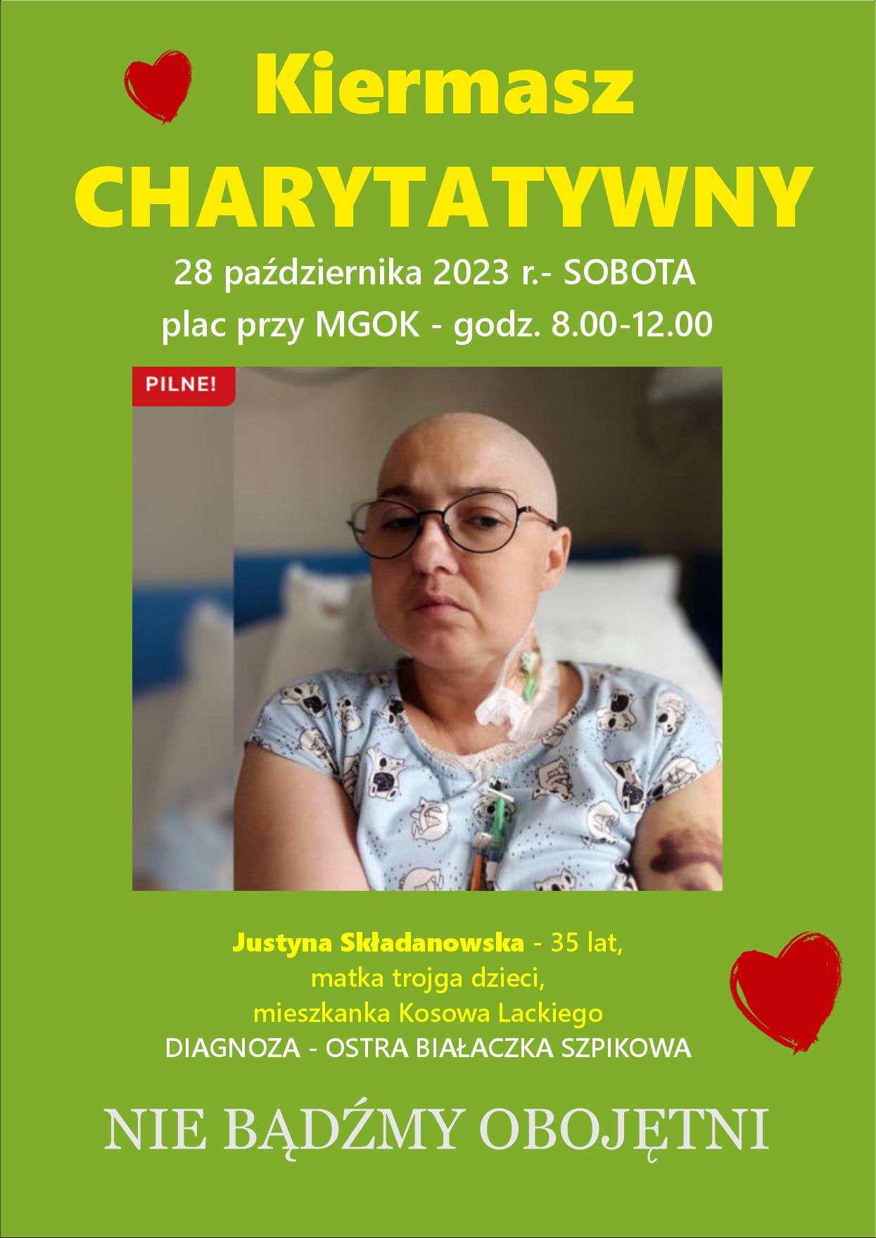 Kiermasz charytatywny dla Justyny Składanowskiej - plakat