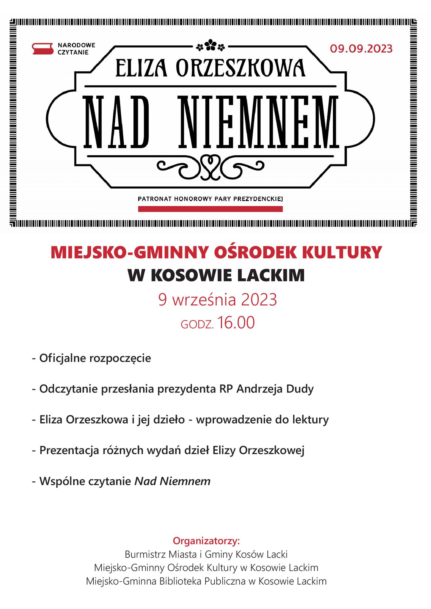 narodowe czytanie 2023 - plakat