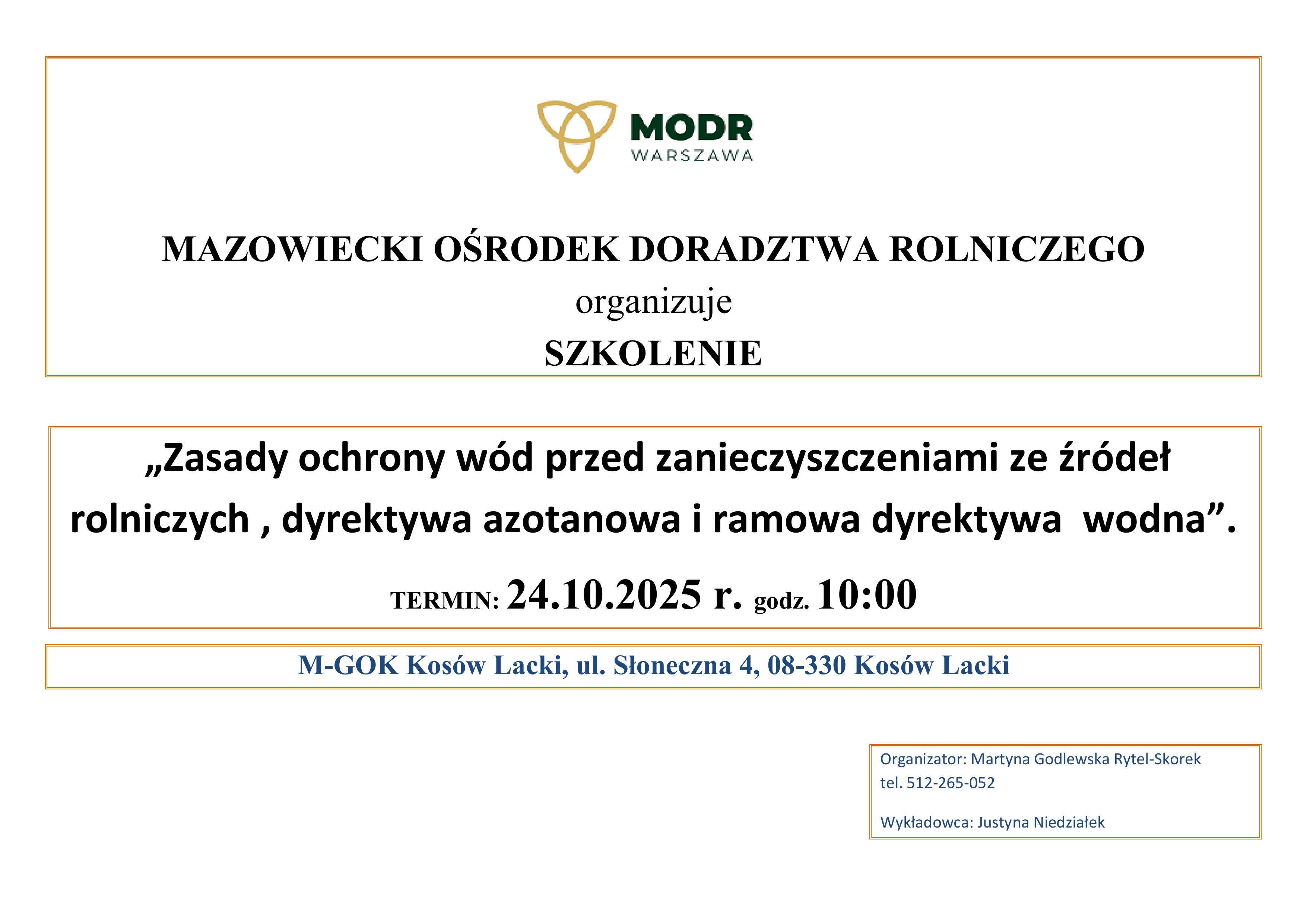 Szkolenie MODR Pazdziernik 2025