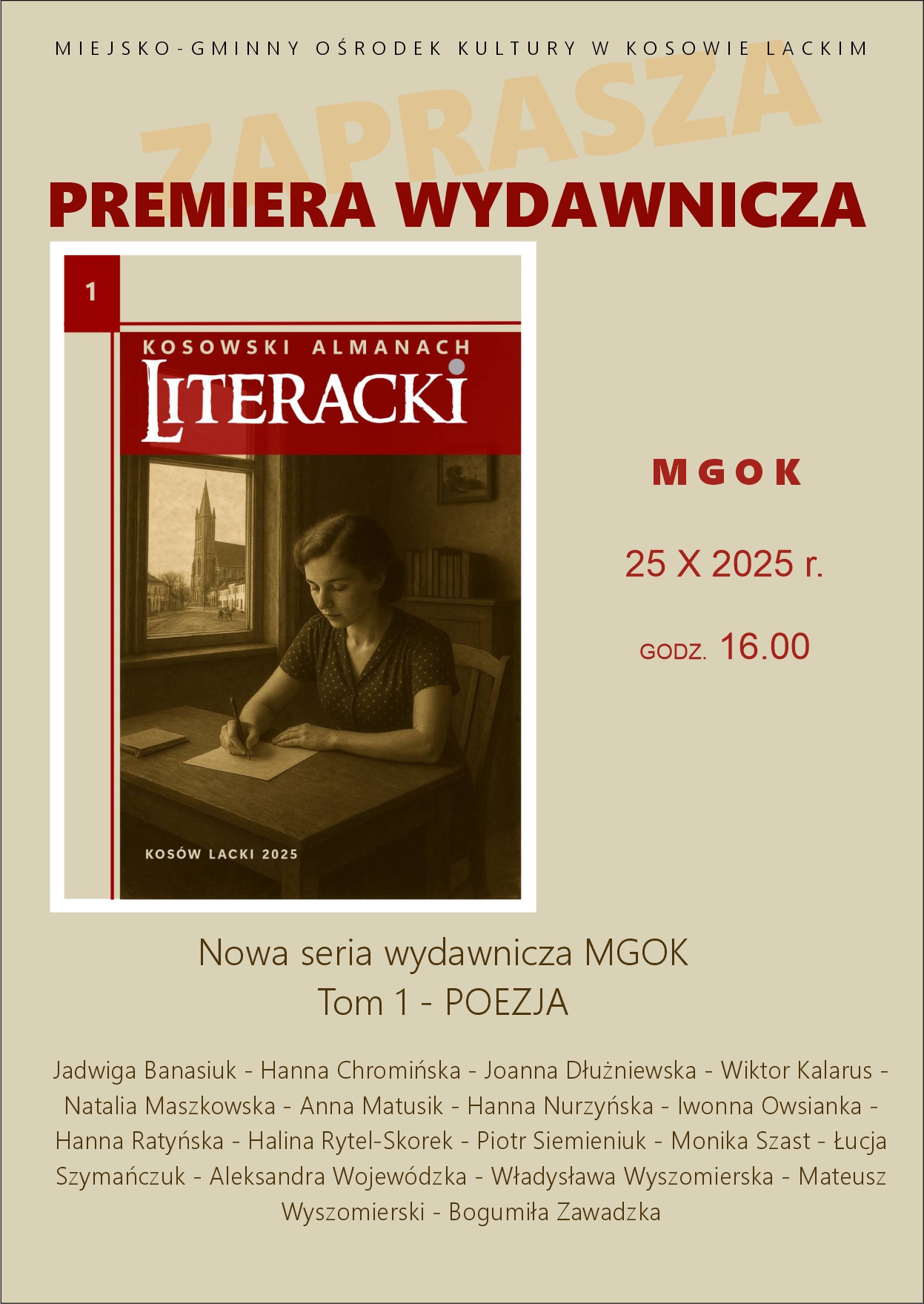 Premiera Kosowskiego Almanachu Literackiego - Tom 1 - Plakat