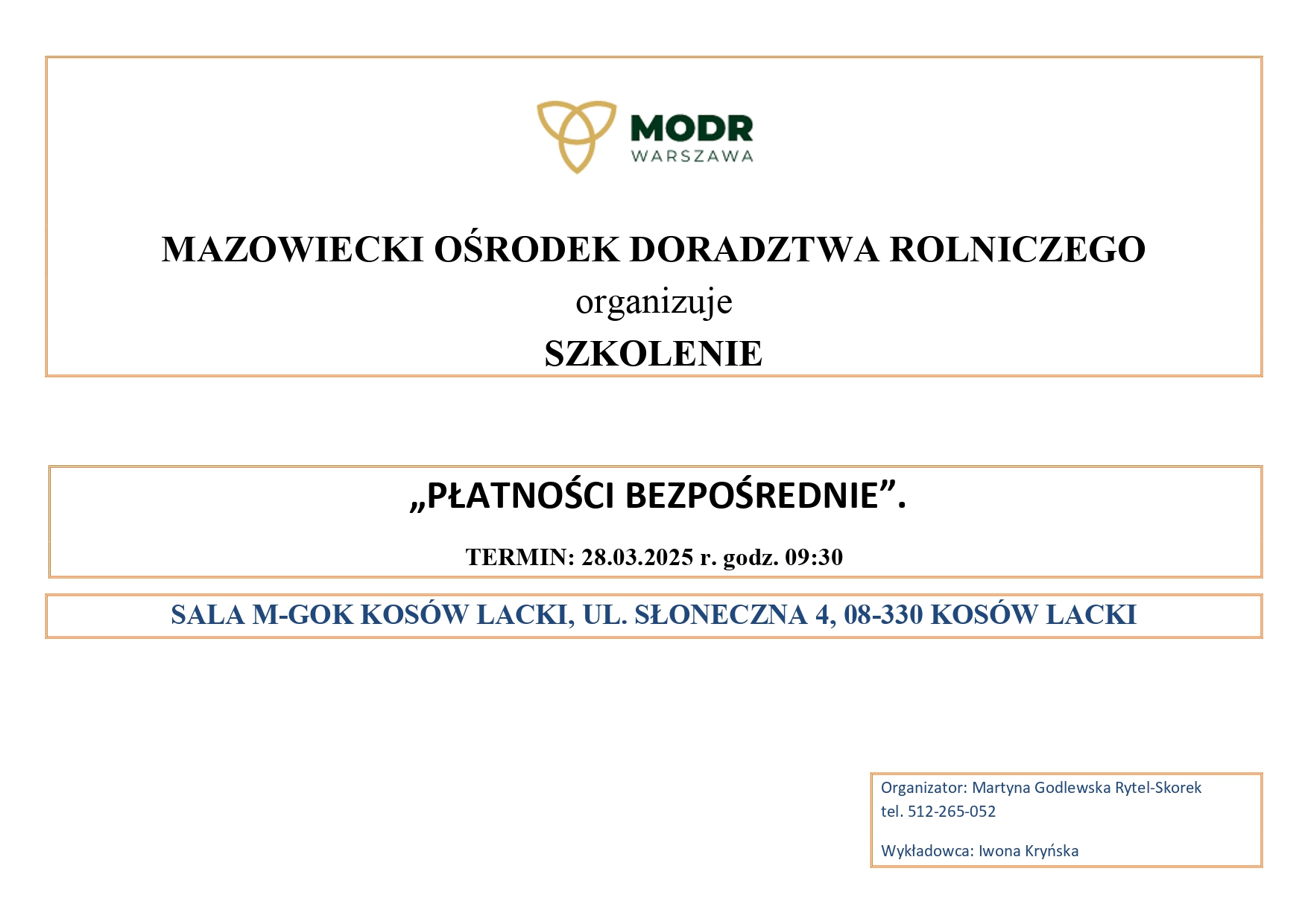 MODR platnosci bezposrednie marzec 2025