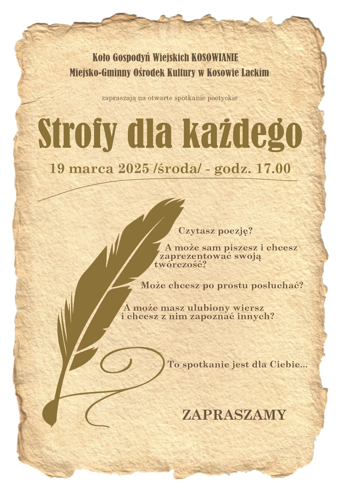Spotkanie poetyckie "Strofy dla każdego" - plakat