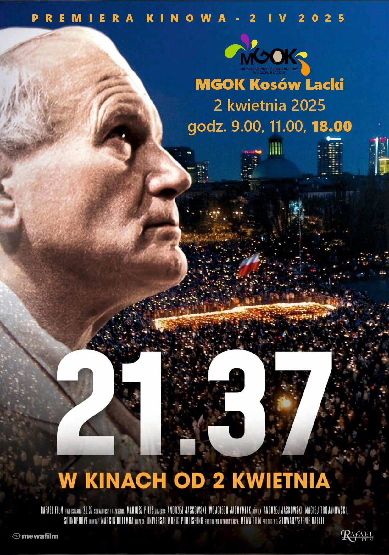 Premiera kinowa filmu 21.37 o Papieżu Polaku - plakat