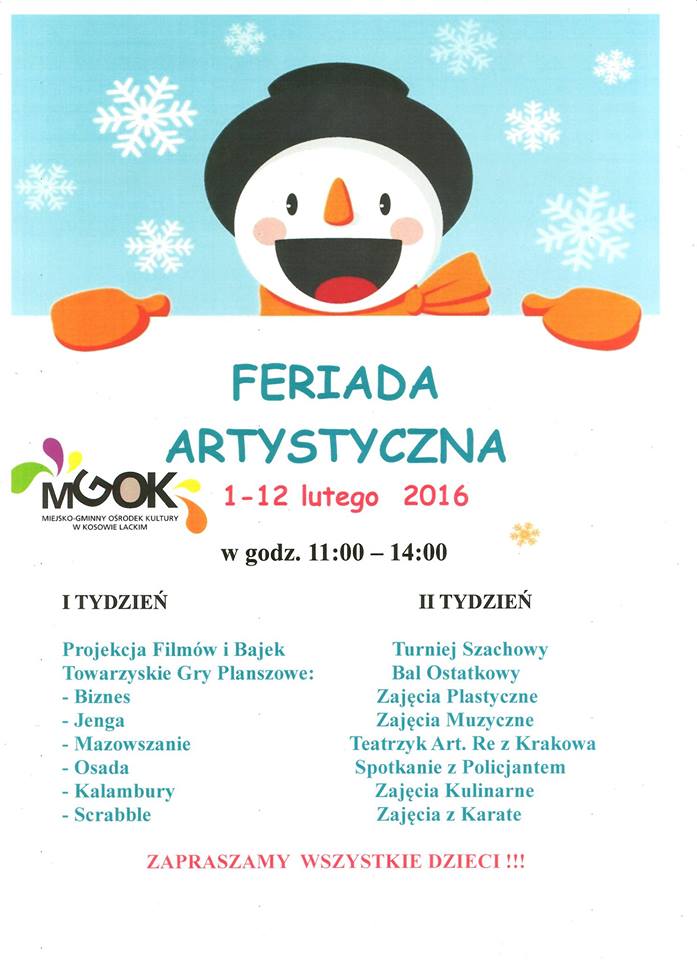 Plakat - Feriada Artystyczna 2016