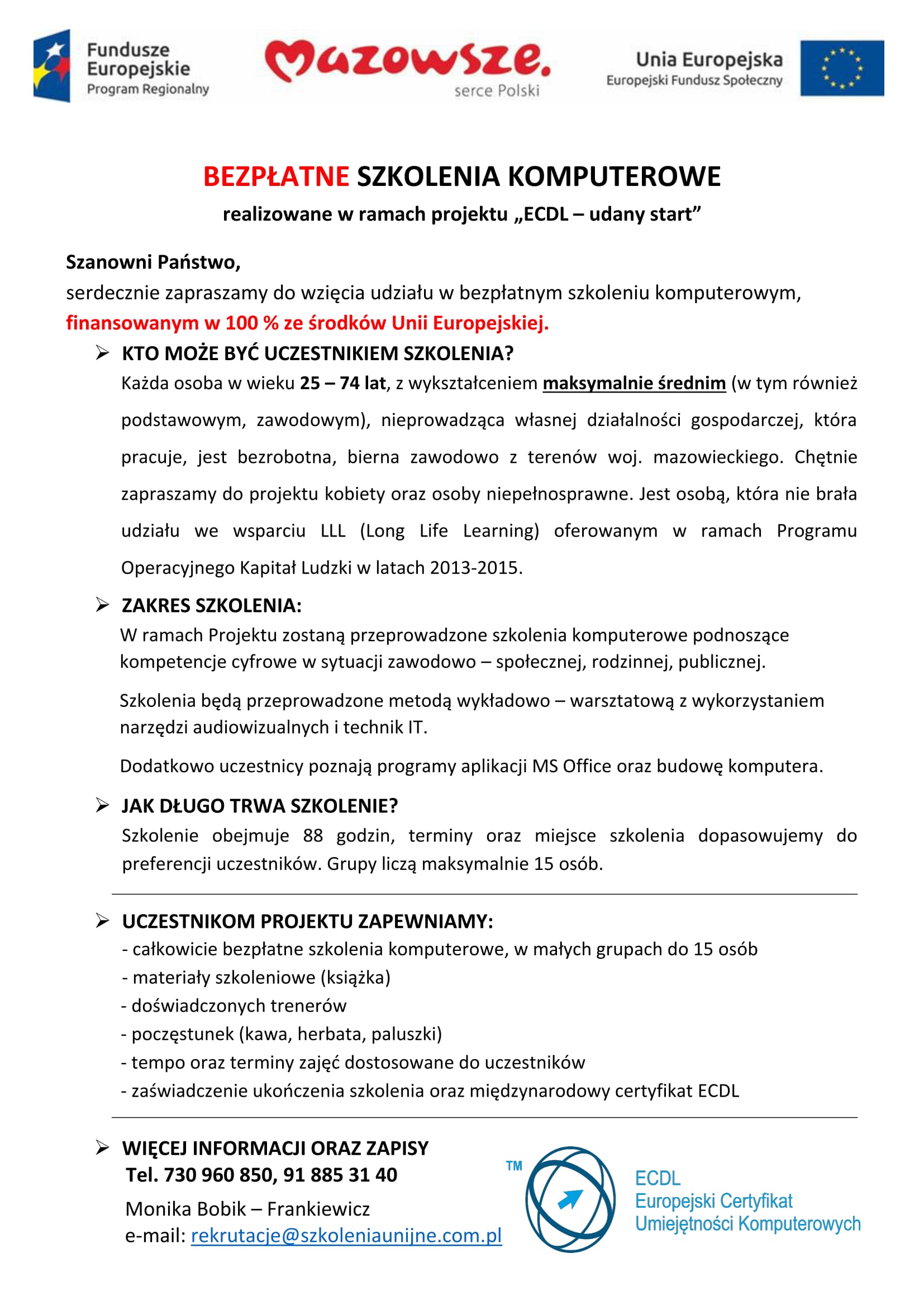 bezplatne szkolenia komputerowe 2017