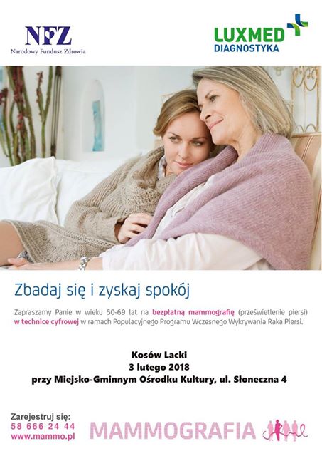 Plakat - Mammografia w Kosowie Lackim