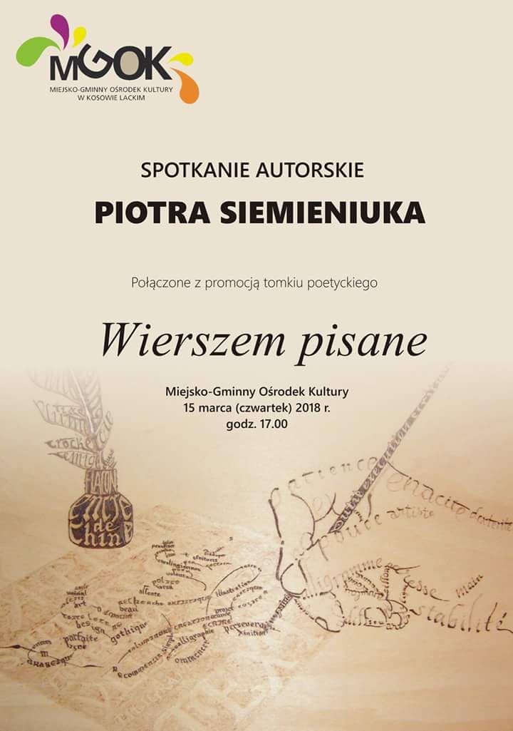 Plakat - Spotkanie autorskie Piotra Siemieniuka