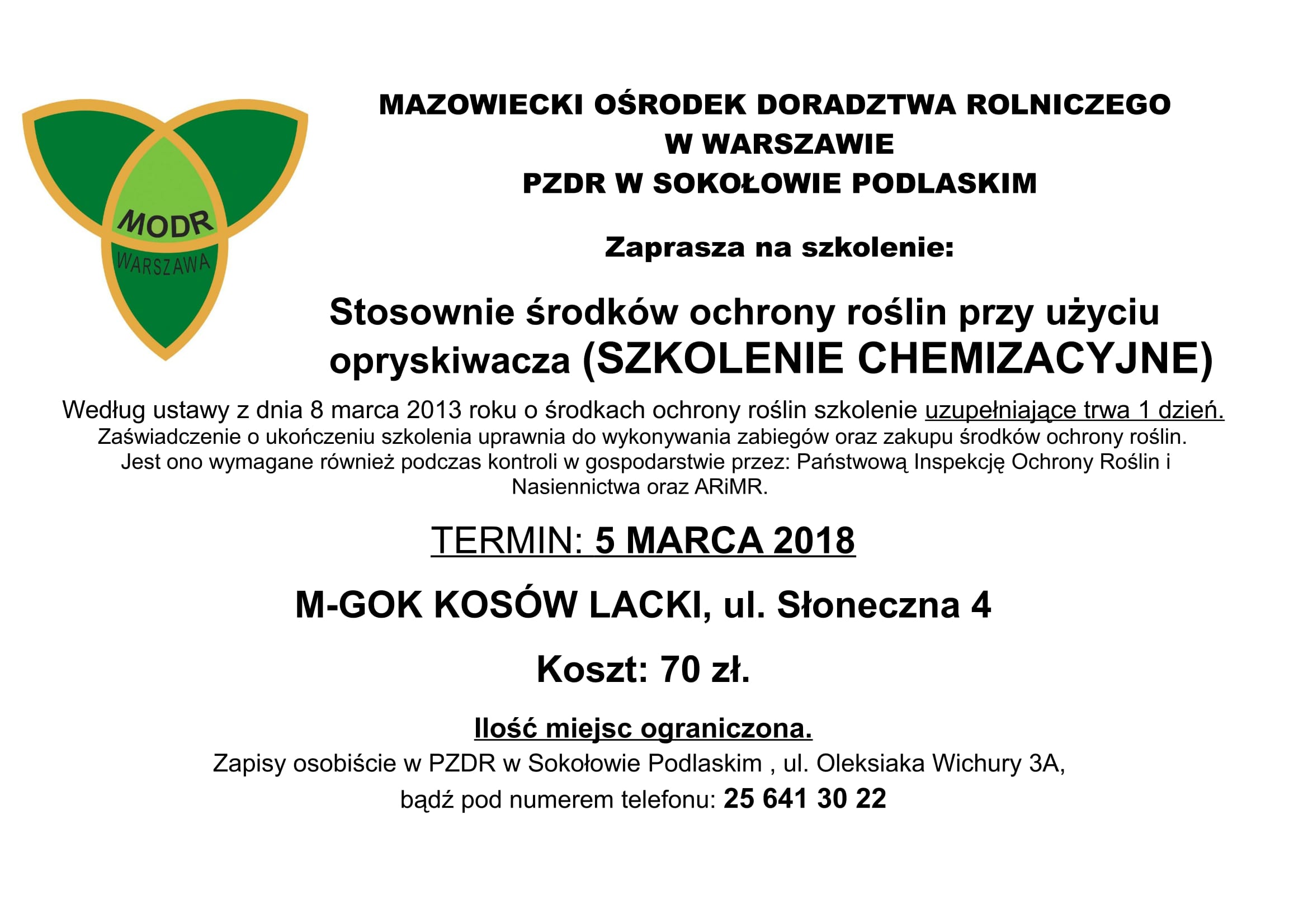 Plakat - Kurs chemizacyjny