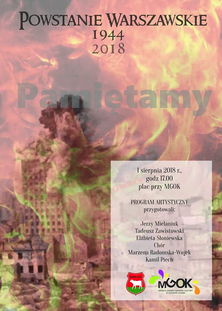 Plakat - Uroczystości upamiętniające 74. rocznicę wybuchu Powstania Warszawskiego