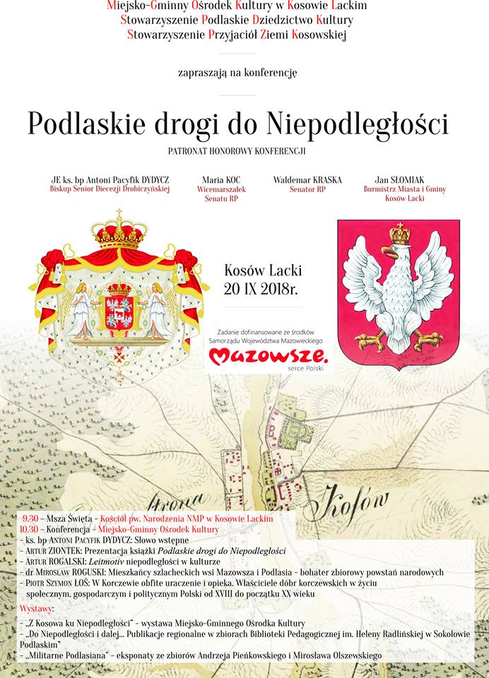 Plakat - Konferencja "Podlaskie drogi do Niepodległości"