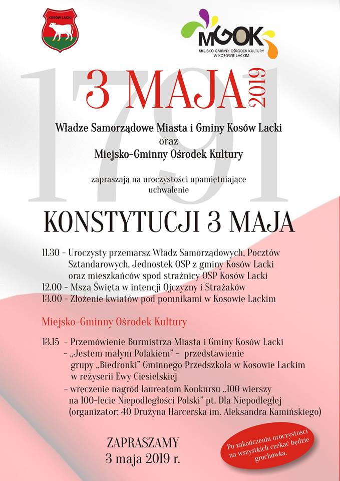 Plakat - Rocznica Konstytucji 3 Maja 2019