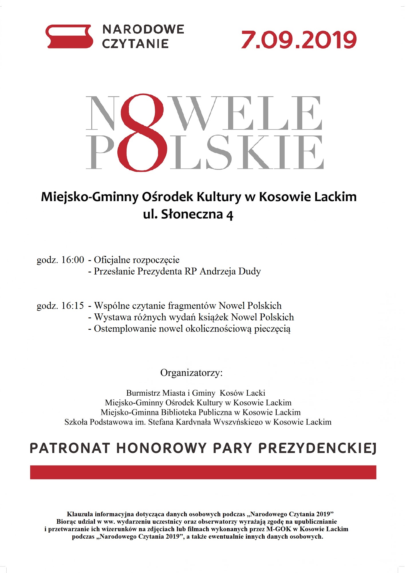 Plakat - Narodowe Czytanie 2019